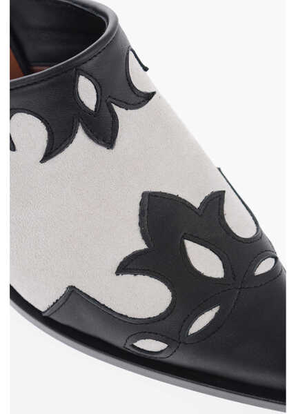 Saboti SONORA Suede Rosedale Western Mules Heel 8Cm Black & White Femei (BM 13753778) 4