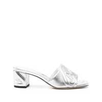 Sandale cu toc Alexander McQueen Metallic Leather Heel Sandals Femei