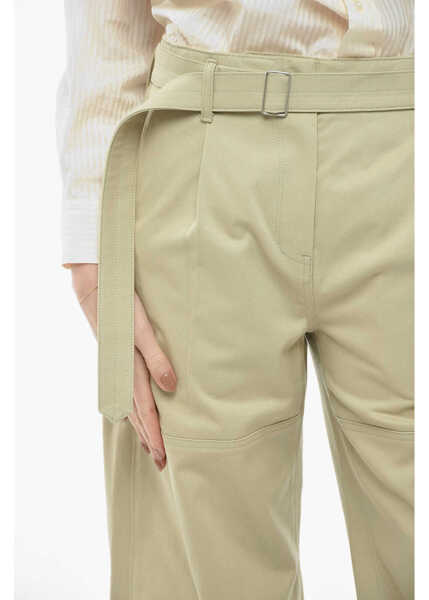 Pantaloni casual LOW CLASSIC Belted Cargo Pants With Front Pleats Beige Femei (BM 13796162) 3