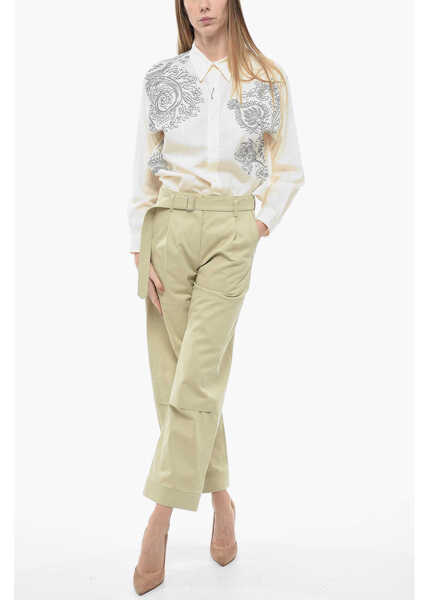 Pantaloni casual LOW CLASSIC Belted Cargo Pants With Front Pleats Beige Femei (BM 13796162) 4