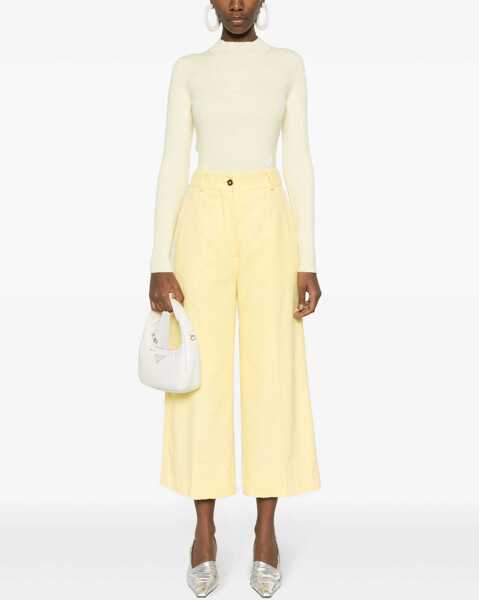 Pantaloni casual Patou Cotton Blend Iconic Cropped Fit Pants Yellow Femei (BM 13796180) 2
