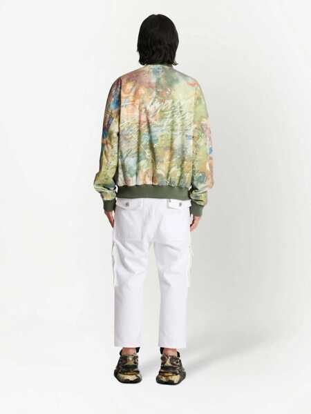Bomber jacket Balmain Reversible Bomber Jacket With Multicolored Sky Print Green Barbati (BM 13796213) 4