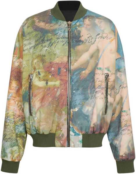 Bomber jacket Balmain Reversible Bomber Jacket With Multicolored Sky Print Green Barbati (BM 13796213) 1