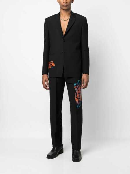 Pantaloni casual Off-White Seasonal Wool Blend Graffiti Pants With Embroidery Black Barbati (BM 13797035) 2