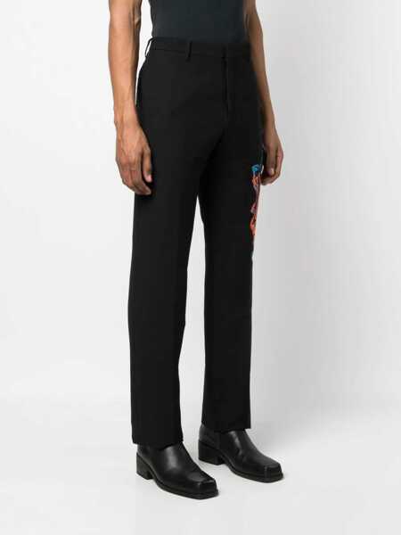 Pantaloni casual Off-White Seasonal Wool Blend Graffiti Pants With Embroidery Black Barbati (BM 13797035) 3