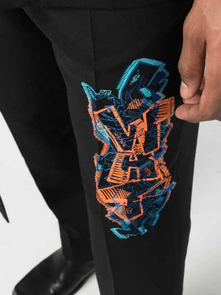 Pantaloni casual Off-White Seasonal Wool Blend Graffiti Pants With Embroidery Black Barbati (BM 13797035) 5