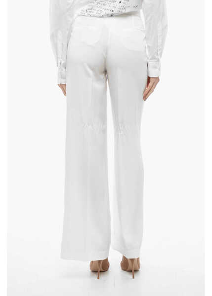 Pantaloni casual HEBE STUDIO Double-Pleated The Girlfirend Palazzo Pants White Femei (BM 13797332) 2