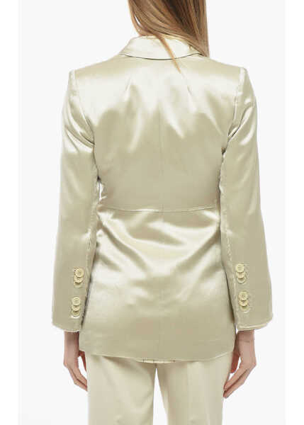 Sacouri BY MALENE BIRGER Satin Multipocket Blazer With Raw Cut Detail Gold Femei (BM 13797335) 2