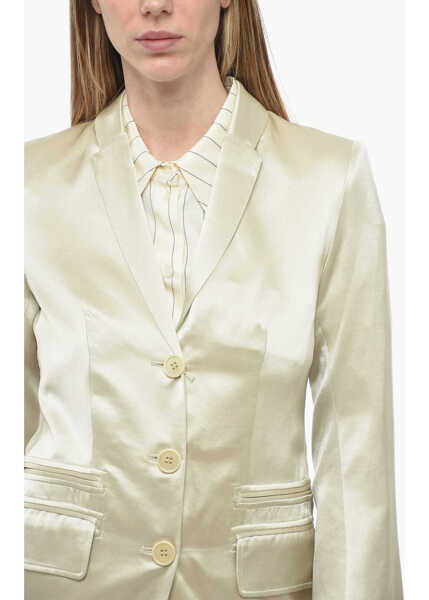 Sacouri BY MALENE BIRGER Satin Multipocket Blazer With Raw Cut Detail Gold Femei (BM 13797335) 3