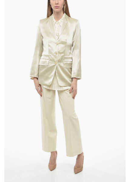 Sacouri BY MALENE BIRGER Satin Multipocket Blazer With Raw Cut Detail Gold Femei (BM 13797335) 4