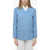 Loulou Studio Double-Breasted Lapel-Less Flax Blend Blazer Light Blue