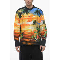 Camasi casual Printed Black Sicily Cotton Shirt With Mandarin Collar Barbati