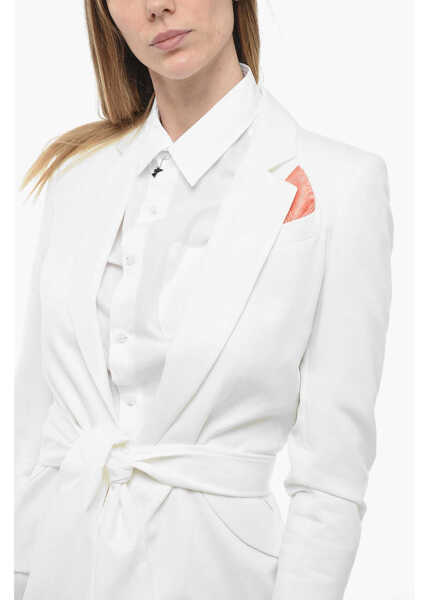 Sacouri HEBE STUDIO Belted The Girlfriend Asymmetric Blazer White Femei (BM 13797551) 3