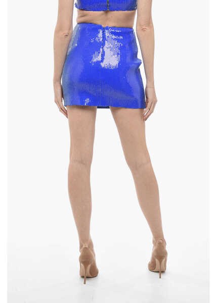 Fuste scurte DAVID KOMA Back Zipped Sequined Miniskirt Blue Femei (BM 13797581) 2