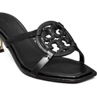 Sandale Tory Burch Dama - Sandale cu toc Tory Burch Leather Sandals With Cut-Out Logo 7Cm Black Femei (BM 13797719) - B-mall.ro