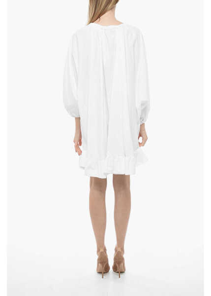 Rochii scurte Patou Popeline Shirt Dress With Drawstringed Neck And Bat-Wing Sle White Femei (BM 13797764) 2