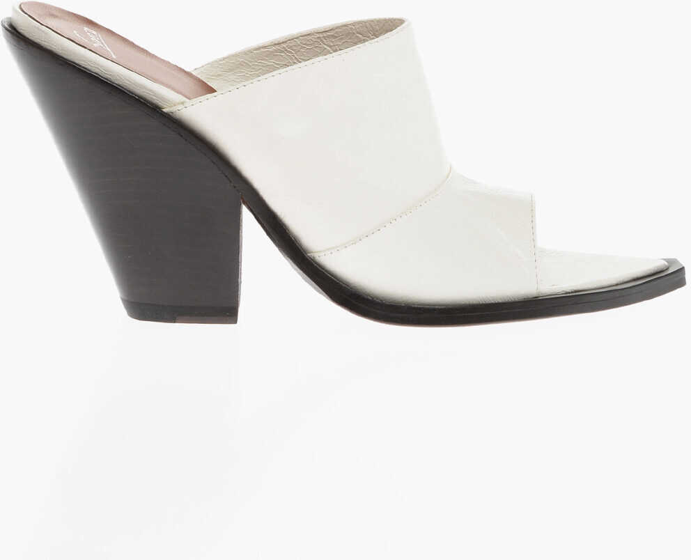 Saboti SONORA Textured Leather Mules With Point Toe 10,5Cm White Femei (BM 13822436) 3