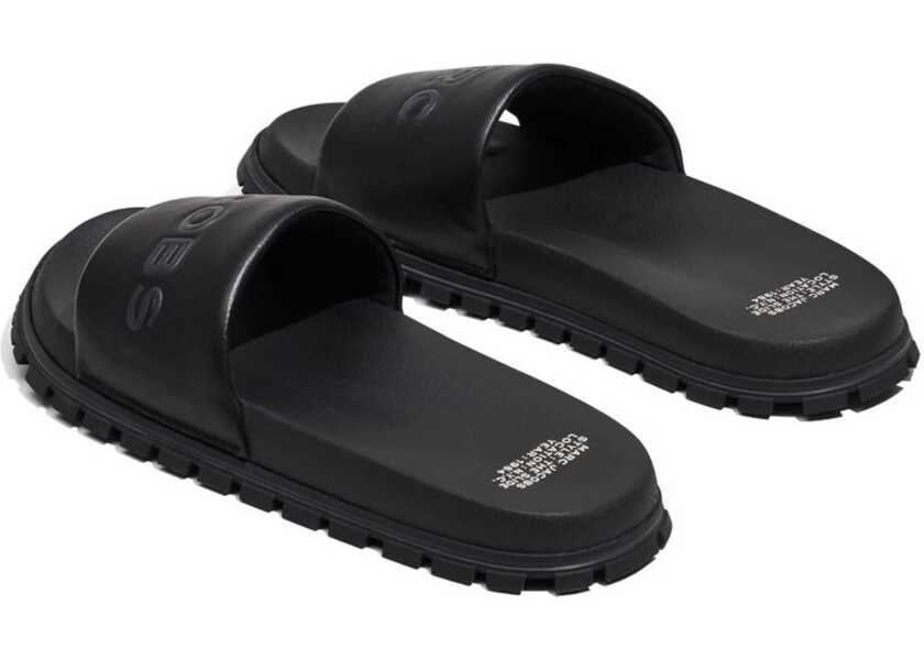 Papuci Marc Jacobs Leather Slides With Tone On Tone Logo Black Femei (BM 13827545) 3