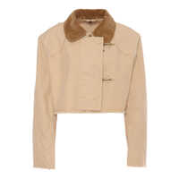 Paltoane Beige cropped jacket Femei
