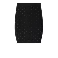 Fuste scurte ELISABETTA FRANCHI BLACK KNITTED SKIRT WITH RHINESTONES Femei