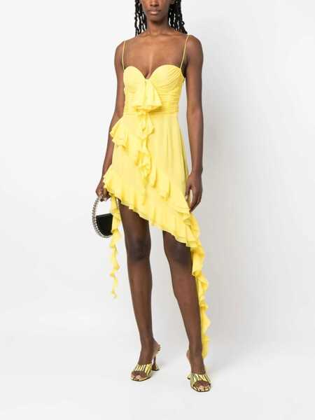 Rochii scurte Alessandra Rich Ruffled Dress With Corset Detail Yellow Femei (BM 13867955) 2