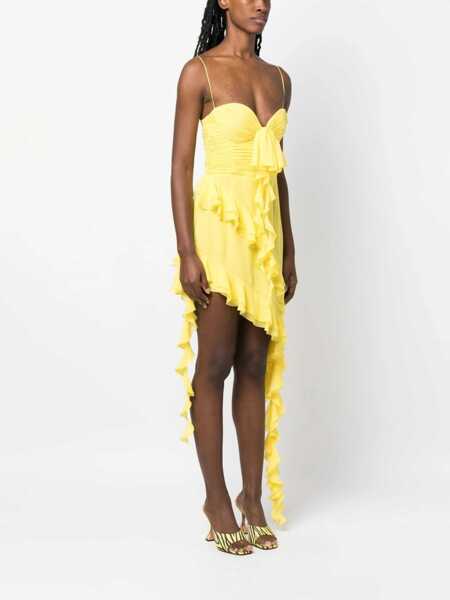 Rochii scurte Alessandra Rich Ruffled Dress With Corset Detail Yellow Femei (BM 13867955) 3