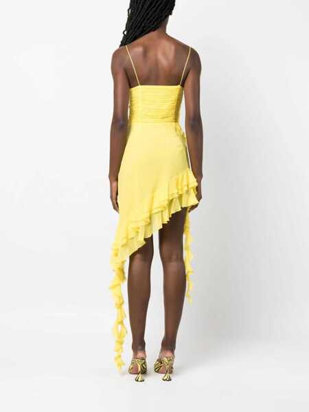 Rochii scurte Alessandra Rich Ruffled Dress With Corset Detail Yellow Femei (BM 13867955) 4