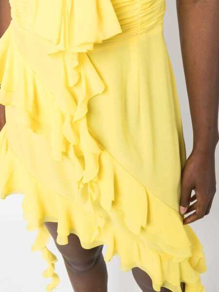 Rochii scurte Alessandra Rich Ruffled Dress With Corset Detail Yellow Femei (BM 13867955) 5