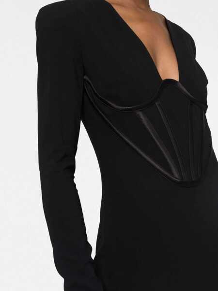 Rochii scurte Versace V-Neckline Corset Dress Black Femei (BM 13867964) 3