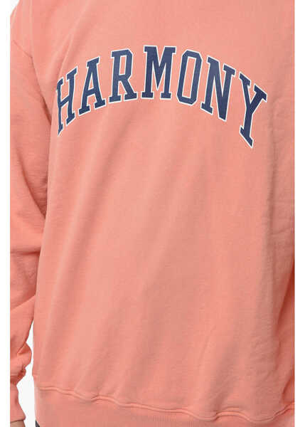 Bluze de trening HARMONY Logo Printed Brushed Cotton Crew-Neck Sweatshirt Pink Barbati (BM 13946162) 3