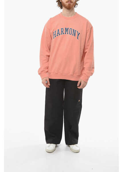 Bluze de trening HARMONY Logo Printed Brushed Cotton Crew-Neck Sweatshirt Pink Barbati (BM 13946162) 4