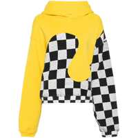 Bluze de trening Yellow Check Pattern Panelled Hoodie In Cotton Unisex Barbati