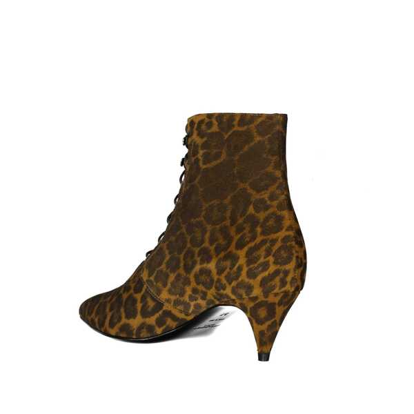 Bocanci Saint Laurent Saint Laurent Kiki Lace-Up Leopard-Print Ankle Boots Brown Femei (BM 13972232) 3