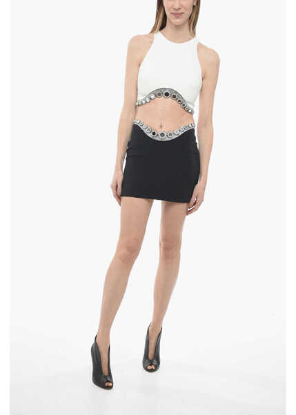 Bluze DAVID KOMA Jeweled Bottom Octopus Crop Top White Femei (BM 13980137) 4