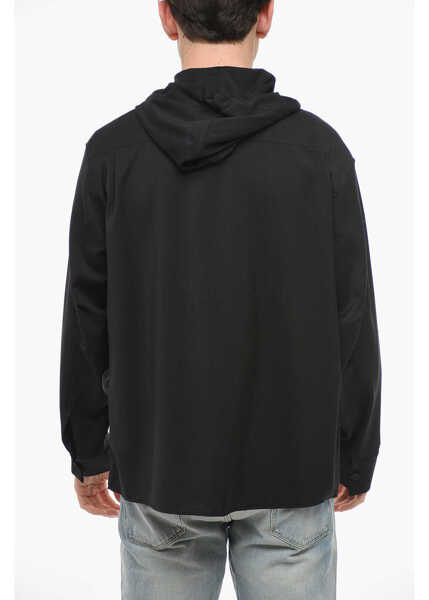 Camasi casual HEVO Wool Pescoluse Shirt With Hood Black Barbati (BM 13980377) 2