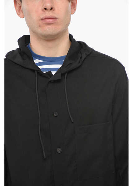 Camasi casual HEVO Wool Pescoluse Shirt With Hood Black Barbati (BM 13980377) 3