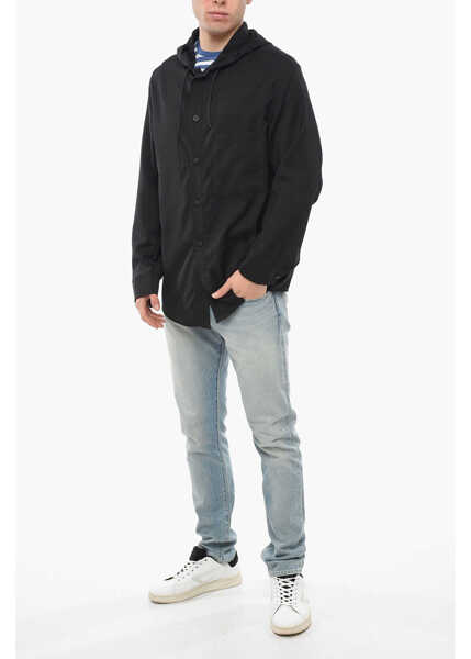 Camasi casual HEVO Wool Pescoluse Shirt With Hood Black Barbati (BM 13980377) 4