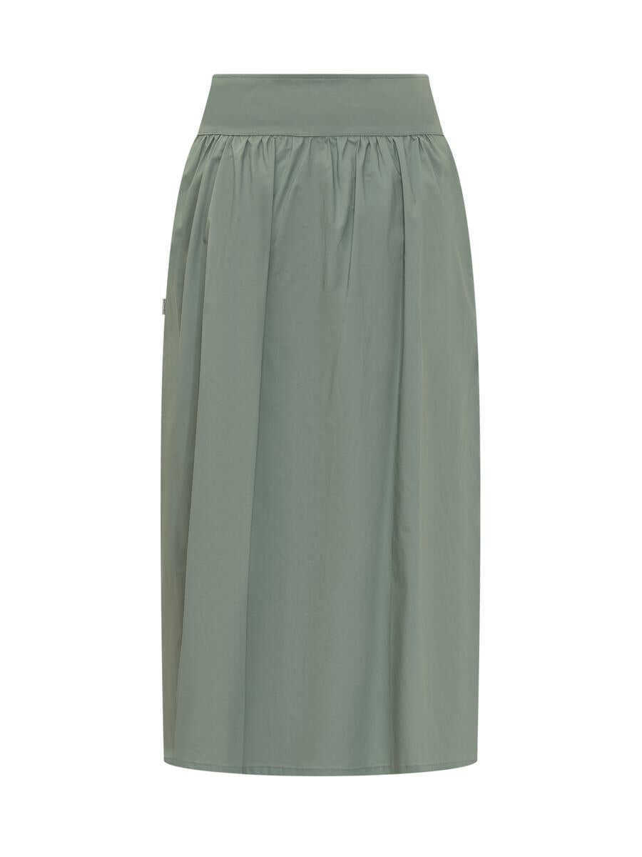 Fuste lungi Woolrich Woolrich Long Cotton Skirt GREEN Femei (BM 13988078) 2