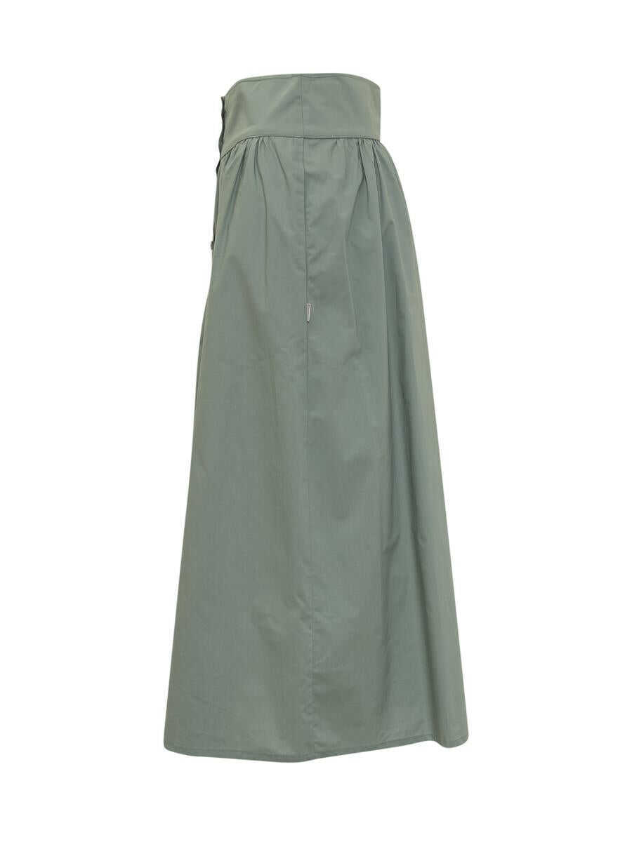 Fuste lungi Woolrich Woolrich Long Cotton Skirt GREEN Femei (BM 13988078) 3