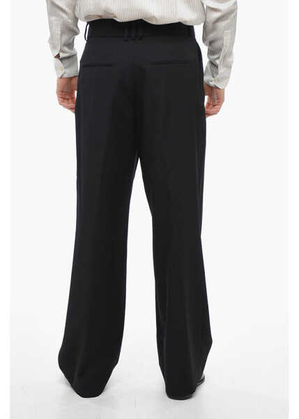 Pantaloni eleganti Balmain Wool Wide-Leg Pants With Front Pleats Black Barbati (BM 13995599) 2