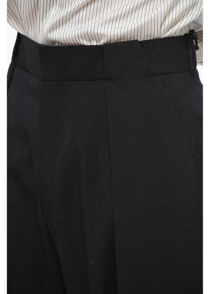 Pantaloni eleganti Balmain Wool Wide-Leg Pants With Front Pleats Black Barbati (BM 13995599) 3