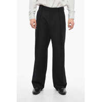 Pantaloni eleganti Wool Wide-Leg Pants With Front Pleats Barbati