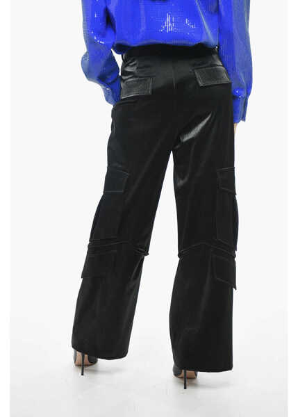 Pantaloni casual MSGM Satin Cargo Pants With Belt Loops Black Femei (BM 13995944) 2