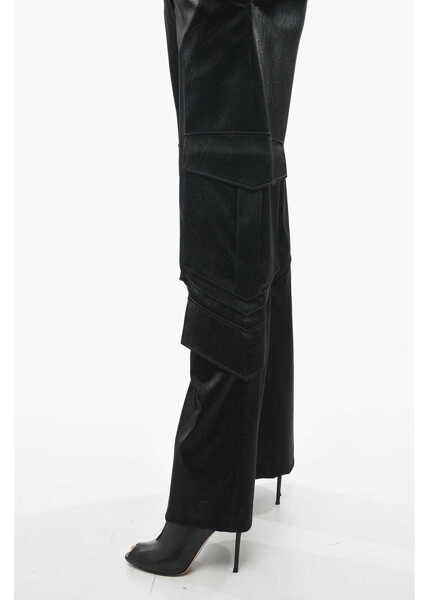Pantaloni casual MSGM Satin Cargo Pants With Belt Loops Black Femei (BM 13995944) 3
