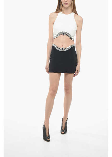 Fuste scurte DAVID KOMA Jeweled Waistband Plexi Miniskirt Black Femei (BM 13996346) 4