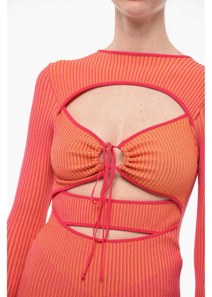 Rochii scurte ANDREADAMO Ribbed Knitted Mini Dress With Cut Out Detail Pink Femei (BM 13997876) 3