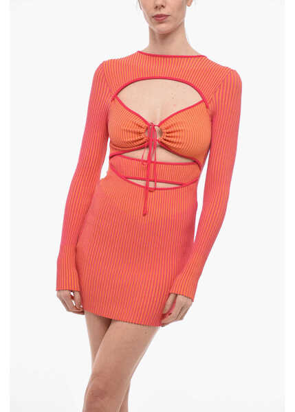Rochii scurte ANDREADAMO Ribbed Knitted Mini Dress With Cut Out Detail Pink Femei (BM 13997876) 4