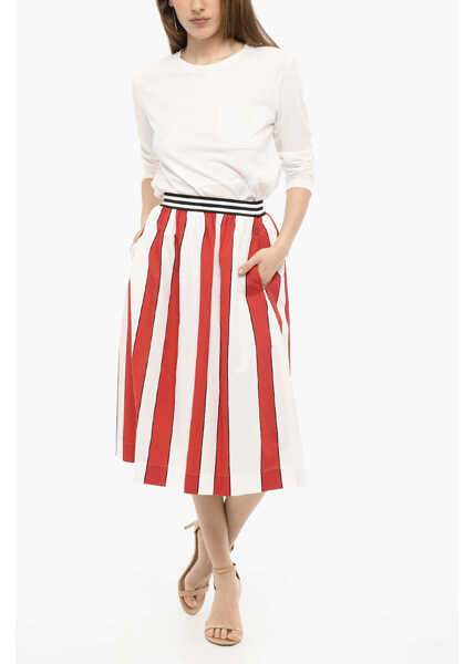 Fuste lungi Woolrich Flared Awning Striped Scully Maxi Skirt White Femei (BM 13998137) 4