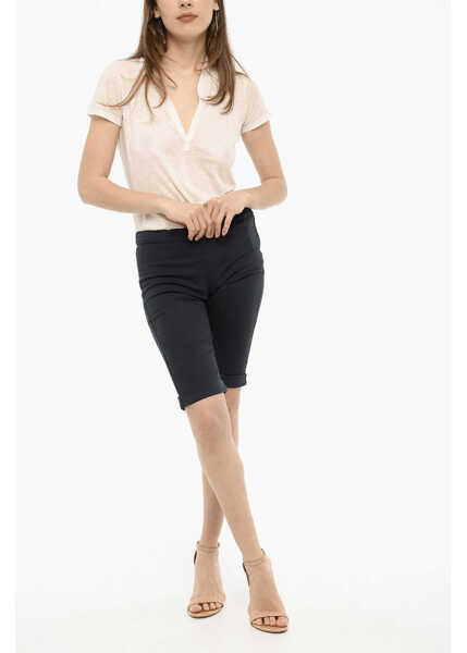 Pantaloni scurti Woolrich Cuffed Hem Shorts With Golden-Closure Blue Femei (BM 13998635) 4