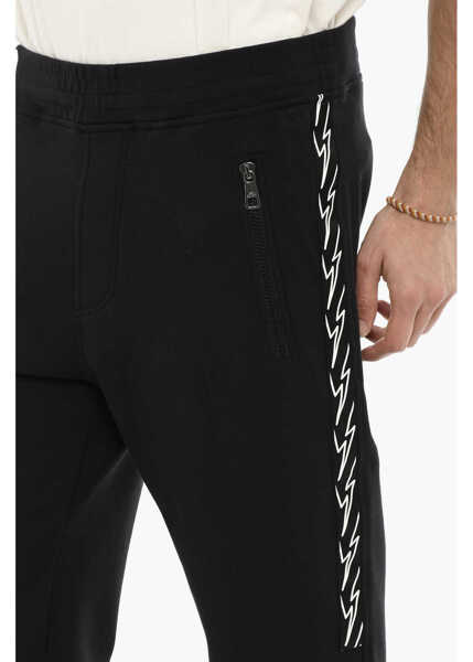 Pantaloni de trening Neil Barrett Skinny Fit Joggers With Side Thunderbolts Print Black Barbati (BM 13998671) 3